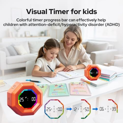 Visual Timer for Kids Kitchen Timer Pomodoro Magnetic Visual Countdown