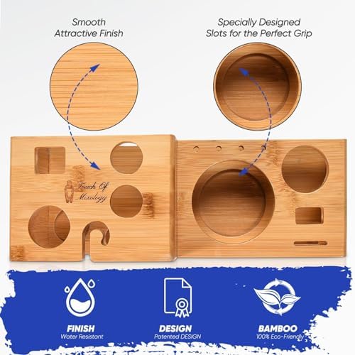 Bartender Kit with Cocktail Shaker, Stylish Bamboo Stand, Liquor Pourers for an Perfect Drink Mixing Experience - 14 Piece Barware Essentials Cocktail Shaker Set (Dark Metallic)