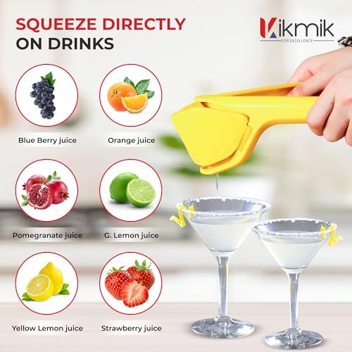 Lemon Squeezer -2 Pcs CitrusEase Foldable Manual Fruit Juicer: Effortless Juicing with Space-Saving Ergonomics Design-Hand Squeeze with Sideways Pivot for Maximum Juice Yield-Yellow & Green.