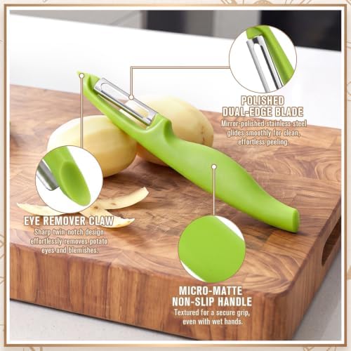 20 Pack Straight Vegetable Peeler Bulk with Sharp Blade, 5 Colors Potato Peelers for Kitchen, Swivel Blade Peeler Tools with Ergonomic Grip for Potatoes Carrots Fruit Kitchen Restaurant
