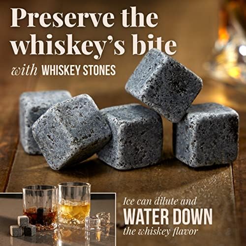 Mixology & Craft Premium Whiskey Set | Two 10oz Cystal Old-Fashioned Glasses, 8 Granite Chilling Stones, Metal Tongs, Recipe Cards in Rustic Wooden Crate Gift Set | Jameson Whiskey