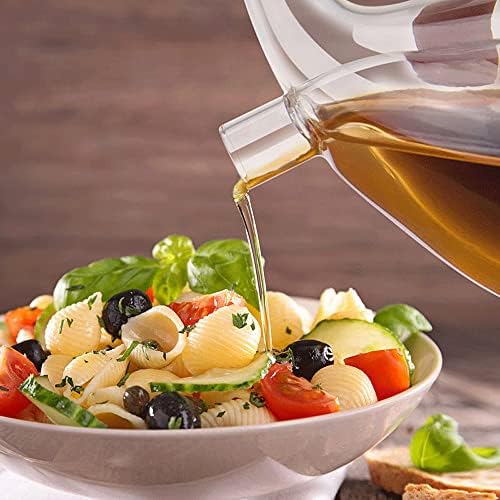 Olive Oil and Vinegar Dispenser Bottles Cruet, Kitchen 2 in 1 Glass Oil and Vinegar Dispenser, Dual Glass Oil Dispensing Container for Kitchen Cooking (Pack of 2)