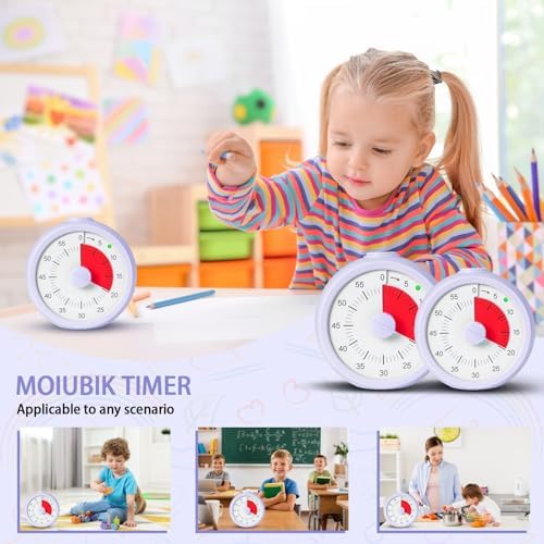 Visual Timer for Kids 60 Minute Countdown Timer for Classroom Study Office Kitchen with Silent Operation RoundTimer (Purple)
