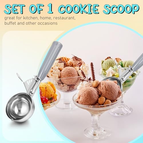 Reallnaive 12 Pcs Ice Cream Scooper with Trigger, 4 oz, Gray