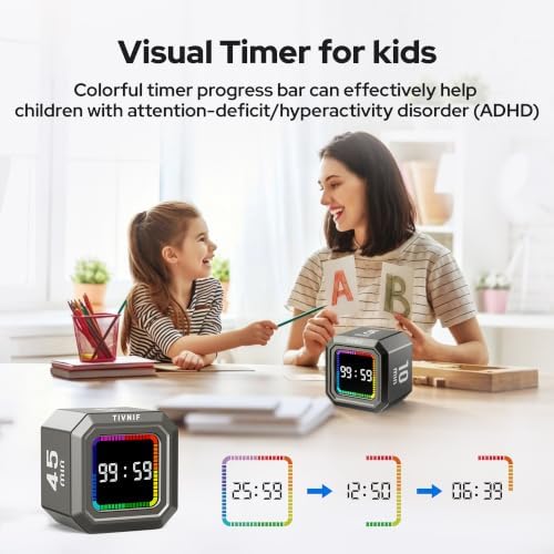 Kitchen Timer Visual Timer for Kids Color Display Gravity Sensor Cube