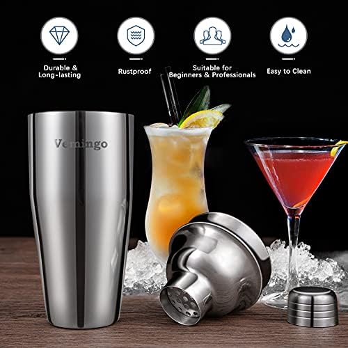 21 Piece Stainless Steel Cocktail Shaker Set Bartender Kit, 25oz Boston Shaker Tool Set with Acrylic Stand and Recipes, Perfect Bar Tools Set for Home or Parties