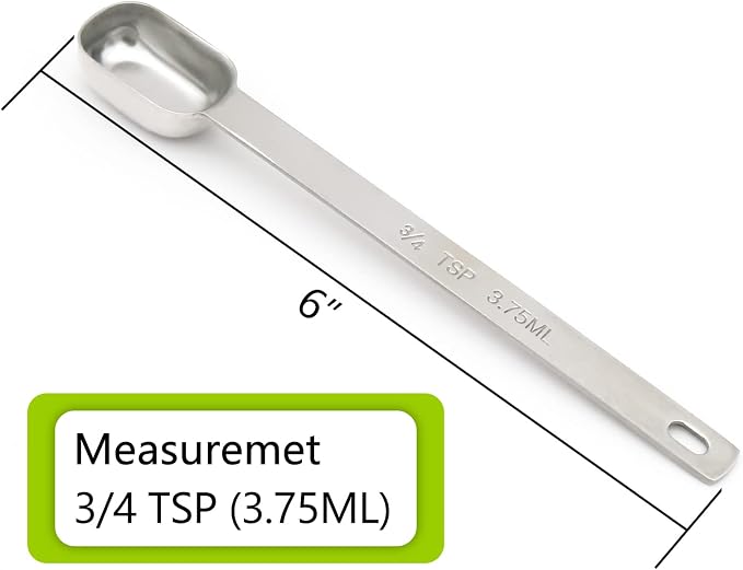 3PCS 3/4tsp (1/4tbsp, 3.75ml) Single Measuring Spoon, Stainless Steel Long Handle Individual Teaspoons Only