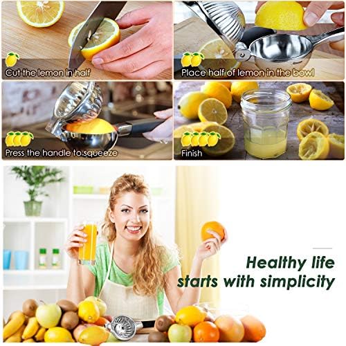 Lemon Squeezer, 304 Stainless Steel Citrus Juicer, Lemon Juicer with Lemon Zester, Juicer Hand Press for Orange Lemon, Lime Squeezer for Extracting the Most Juice Possible