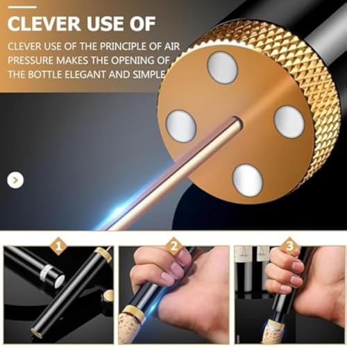 Aeropop Wine Opener, Aero pop Wine Opener, Travel Portable Pocket Air Pressure Pump Wine Openers, Needle Type Wines Bottle Openers for Home, Restaurant, Party (Golden)