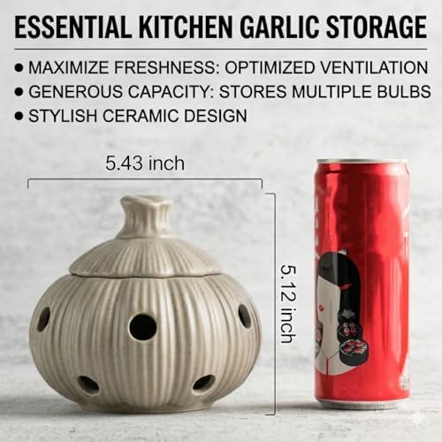 Garlic Keeper Jar with Lid, Garlic Storage Container Keep Fresh