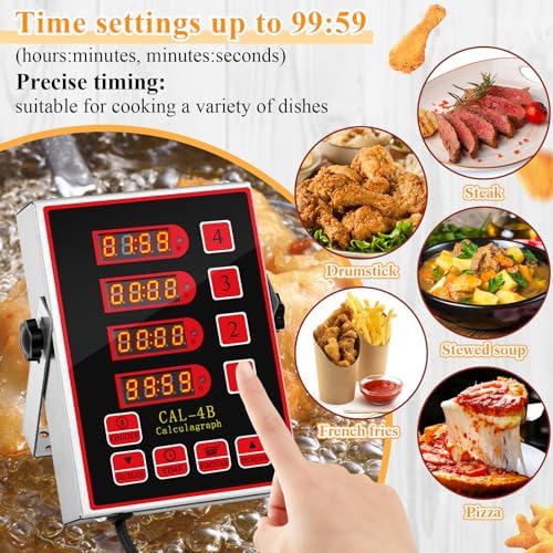 Relaxweex 1 Pack Commercial Digital Kitchen Timer for Cooking, 4 Channel