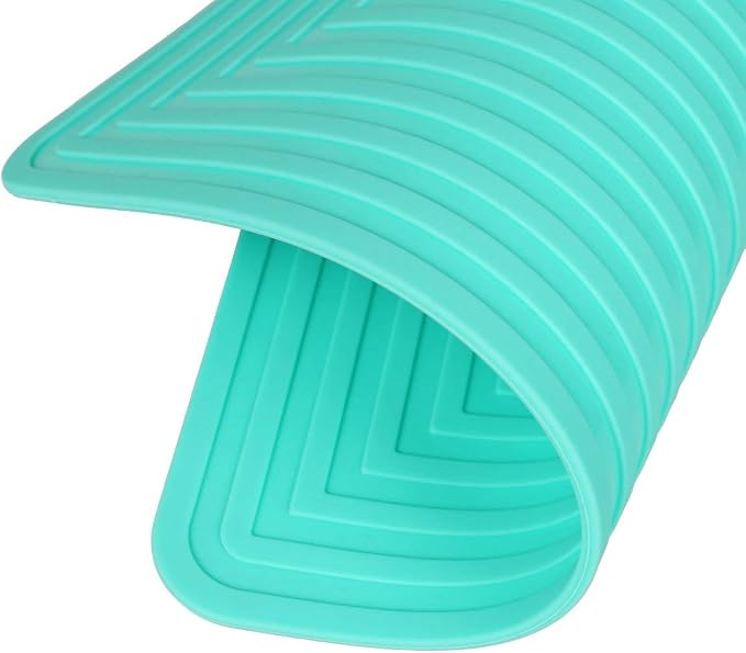 LogHog Large Silicone Trivet Mats for Hot Dishes/Pans, Heat Resistant Pot Holder, 9"x12" Non Slip Flexible Durable Pot Coaster Kitchen Table Mats Set of 2 (Teal)