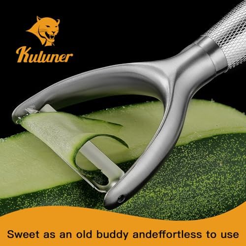 KULUNER Y-Type Vegetable Peeler, Silver Chrome Finish, 304 Stainless Steel Blade, Ultra Sharp Potato Peeler for Apples, Carrots, Heavy Duty Kitchen Peeler
