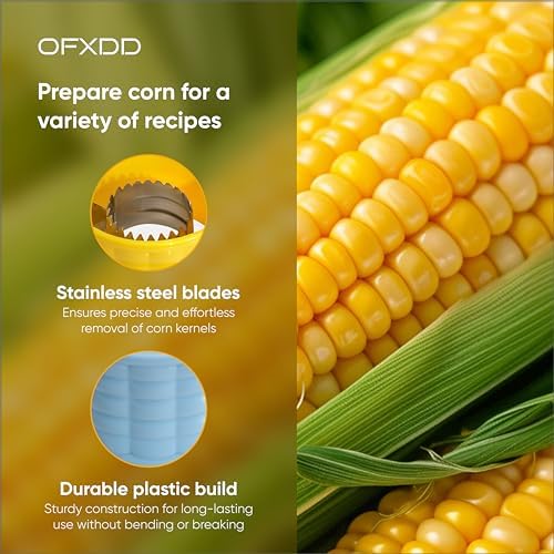 Corn Peeler for Corn on the Cob - Plastic Corn Stripper for Cobber - Fresh & Sweet Corn Kernel Remover Tool With Stainless Steel Blades, Quick Stripping, 2 Pcs
