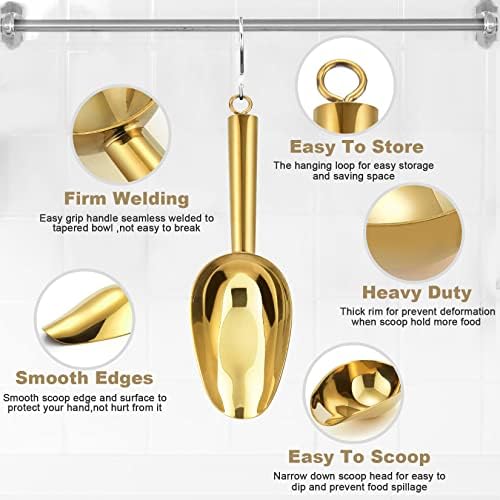P&P CHEF 3 Ounce Mini Canister Scoop Stainless Steel Set of 4, Gold