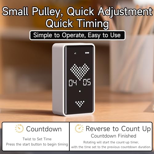 Visual Timer, Rechargeable Digital Hourglass Timer with LED Display