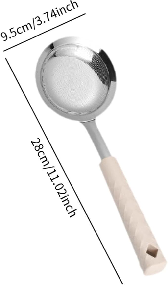 Fine Mesh Skimmer Spoon, Stainless Steel for, Gravy and Foam Strainer Ladle, Apricot