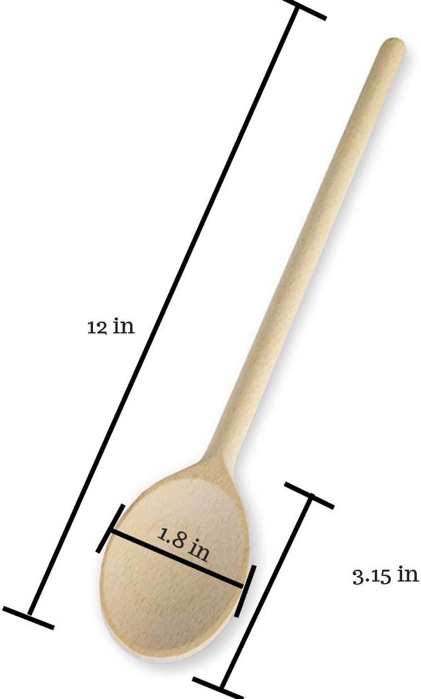12 Inch Wooden Spoons for Cooking - Set of 6 Premium Wood Utensil Set - Durable Wooden Spoons for Culinary Needs - Ideal Kitchen Essentials
