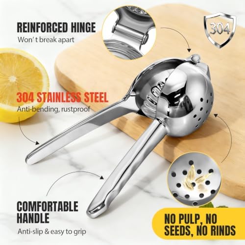 Sopito Heavy Duty Stainless Steel Lemon Squeezer, Easy Squeeze Hand Juicer