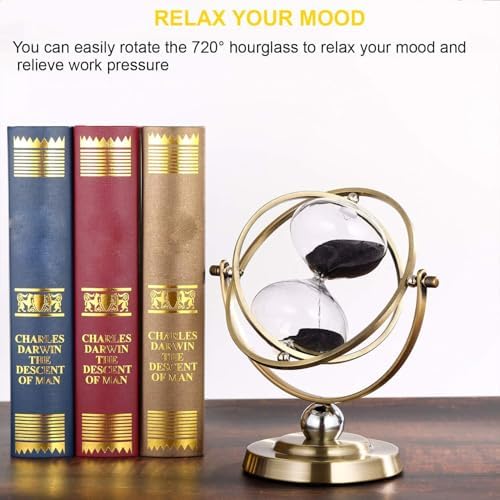 Hourglass Sand Clock Timer, Vintage Brass Hour Glass 60 Minute for Decor