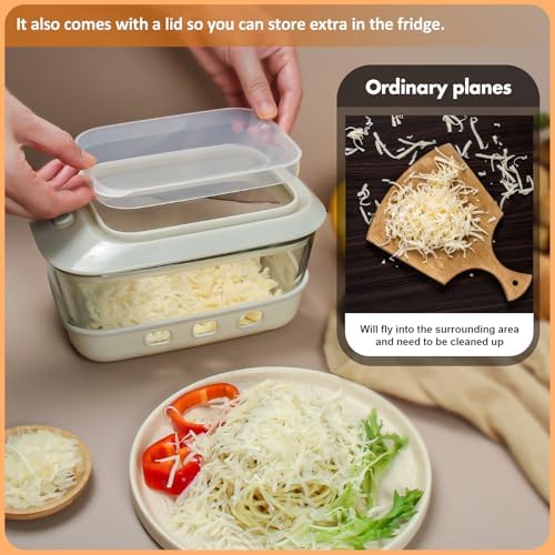 Glass Cheese Grater with Container, 46OZ Airtight Cheese Grater Bowl with Lid, Non-Slip Silicone Base, BPA-Free, Dishwasher & Freezer Safe for Cheese, Butter and Chocolate