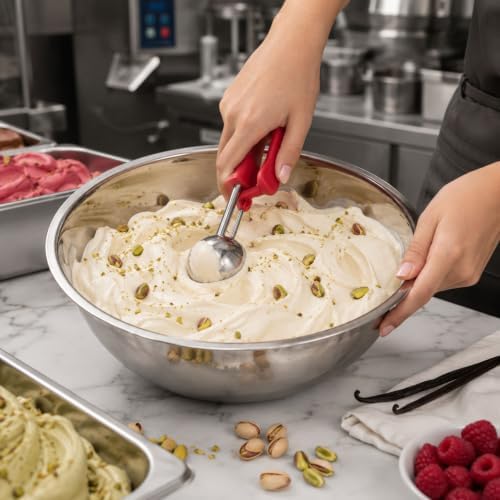 Restaurantware Ice Cream Scoop 1 Case 1.4 oz Stainless Steel Portioner Commercial Kitchen Tool Comfortable Grip Dishwasher-Safe Ambidextrous Handle
