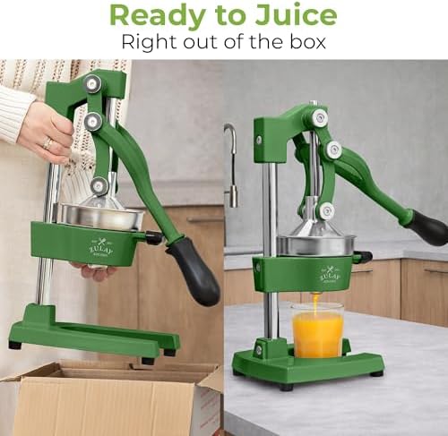 Zulay Kitchen Cast Iron Juicer - Heavy Duty Orange Juicer with Detachable Strainers for Easy Cleaning, Citrus Press for Citrus Fruits, Perfect for Bartenders, Juice Lovers & Health Enthusiasts