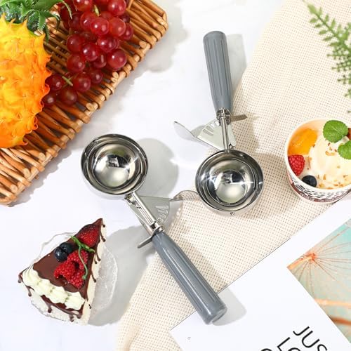 Reallnaive 12 Pcs Ice Cream Scooper with Trigger, 4 oz, Gray