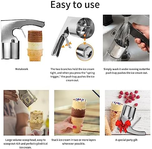 Ice Cream Scoop Stainless Steel, Cylindrical Scooper with Trigger Release