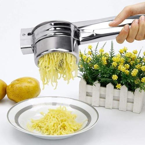 Potato Ricer 15oz, Heavy Duty Stainless Steel Potato Masher and Ricer for Mashed Potatoes,with 3 Interchangeable Discs, Potato Press Kitchen Tool for Mashed