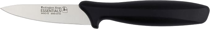 Rockingham Forge Essentials 8007 Range Lightweight Stainless Steel 3.5” Paring Knife with Black Handle, Individually Carded