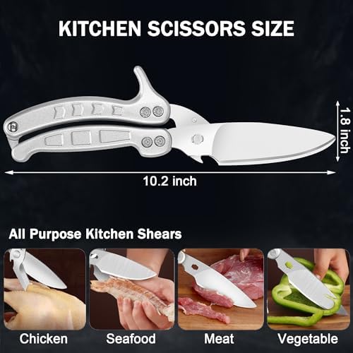 Heavy Duty Kitchen Shears,Poultry Shears with Safety Lock,Silver