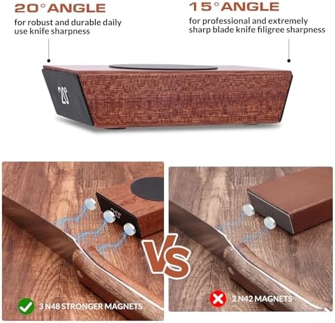 Rolling Knife Sharpener Kit, Kitchen Knife Sharpener with Replaceable Discs Diamond & Ceramic Knife Sharpeners Roller, Magnetic Knife Sharpening Kit with 15 & 20 Degree Base, Afilador De Cuchillos