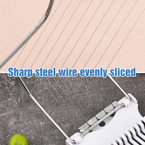 Easy Press Food Slicer with 12 Stainless Steel Wires - Heavy Duty Tomato and Soft Fruit Slicer, Cheese Cutter (Yellow)