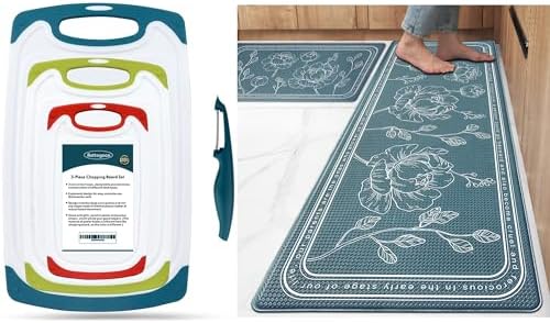 ROTTOGOON Set of 4 Cutting Boards and Kitchen Floor Mat Set of 2, 2 Item Bundle