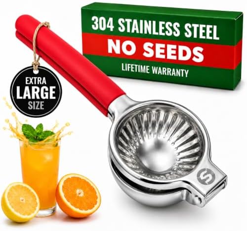 Handheld Lemon Squeezer Stainless Steel, Silicone Handle