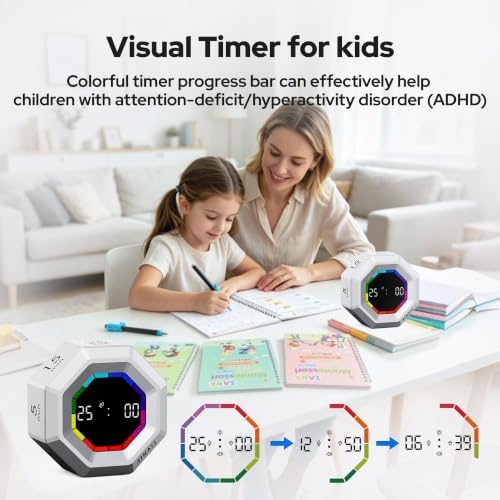 Visual Timer for Kids Kitchen Timer Pomodoro Magnetic Visual Countdown
