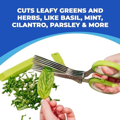 Jenaluca 5-Blade Herb Scissors, Stainless Steel Kitchen Shears, Green