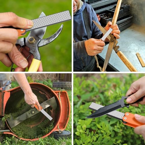Diamond Knife Sharpener Tool, 400/1000 Grits Double Sided Diamond Sharpening Stone Tool, Manual Knife Sharpener Tool, Portable Folding Knife Sharpeners for Kitchen and Outdoors - Orange
