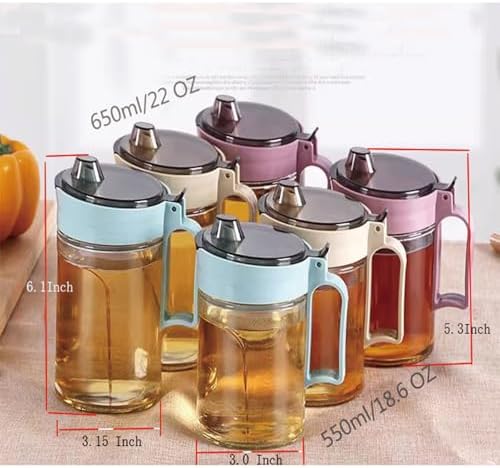 TENTA KITCHEN Olive Oil Vinegar Syrups Bottle Dispenser Cruet - 550ml(18.6 Oz) Oil Bottle Glass With No Drip Plastic Bottle Spout And Protective Cap (Beige 1PC)