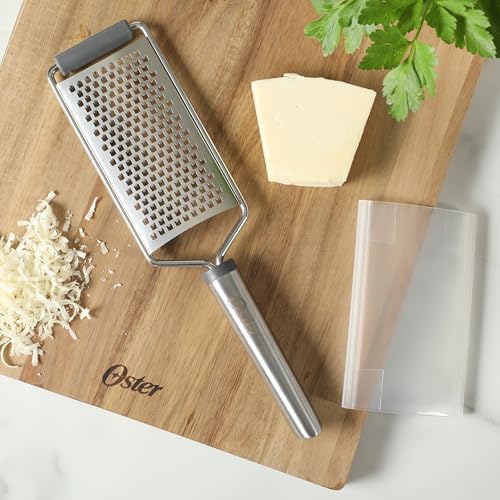 Oster Chadswyck 11.8” Handheld Grater, Stainless Steel Cheese Grater, Sharp Blades for Kitchen Prep, Dishwasher Safe