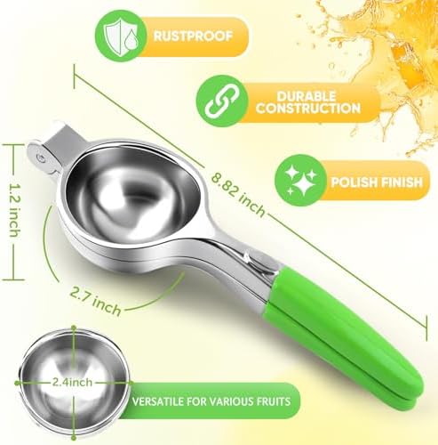 Lemon Squeezer Large, Lemon Squeezer Juicer Stainless Steel, Heavy Duty Manual Citrus Juicer Hand Press, Kitchen Tools Lime Squeezer Bar Tool, Easy to Clean Metal Lemon Hand Press
