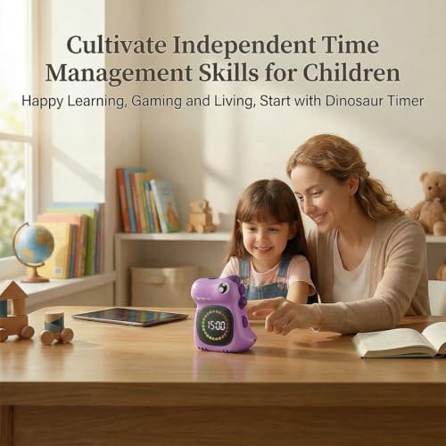 Purple Dinosaur Visual Timer for Kids, Girls Countdown Timer