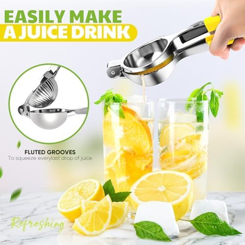 Lemon Squeezer Extra Large, Lemon Squeezer Juicer Stainless Steel, Heavy Duty Manual Citrus Juicer Hand Press, Kitchen Tools Lime Squeezer Bar Tool, Easy to Clean Metal Lemon Hand Press
