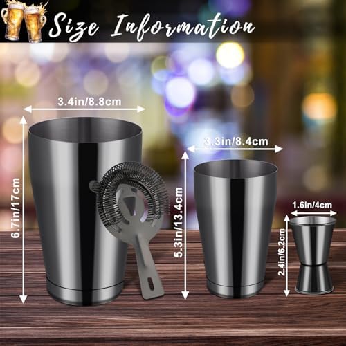 Mwellewm Boston Shaker Cocktail Set Bartender Kit, 12 Pcs Drink Shaker with Strainer Bartending Martini Shaker Tin with 18oz & 28oz Mixed Alcohol Shaker Stainless Steel Bar Tool for Beginner