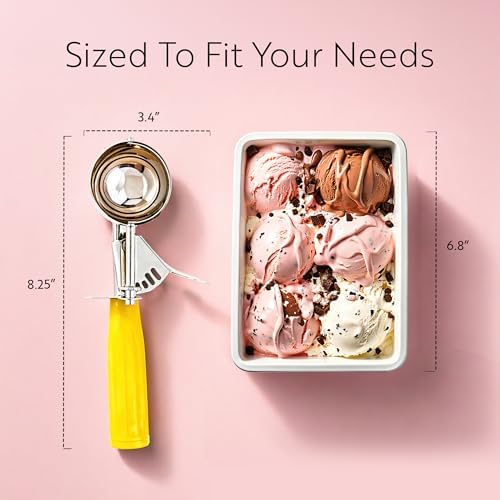 Restaurantware Met Lux 2 Ounce Portion Scoop 1 Trigger Release Cookie Scoop - With Yellow Handle Stainless Steel Disher For Portion Control Scoop Cookie Dough Cupcake Batter Or Ice Cream