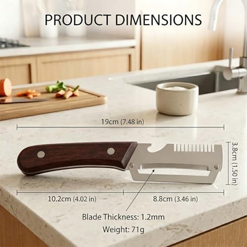 3 in 1 Multifunctional Vegetable Peeler with Julienne & Bottle Opener, German High-Carbon Stainless Steel Blade, Ergonomic Non-Slip Wooden Handle, Handheld Peeler Slicer for Fruits & Vegetables (2Pcs)