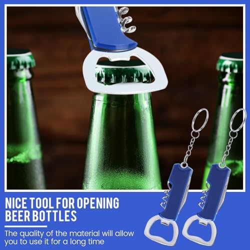 Ziliny 24 Pcs Wine Bottle Opener Keychains Bulk Corkscrew, Blue