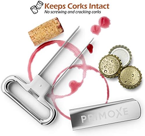 Ah So Two Prong Wine Cork Remover with Bottle Opener - Professional Stainless Steel Puller - Extractor For Opening & Vintage Collecting - for Connoisseurs & Collectors to Uncork