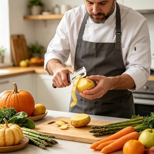 Kitchen Multi-Function Stainless Steel Thickened Fruit Peeler Knife Thickened Wooden Handle Kitchen Peeling Tools B [Wooden Handle, 1.0 Cm Thick, 2 Pieces] 3-In-1 Peeler + Box